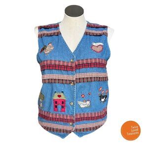 Vintage Denim Barnyard Farm Teacher Vest
